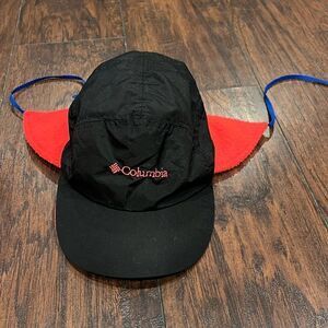 Vtg Columbia Sportswear Fleece Lined Winter Hat BlackPink Snap In Lining size m